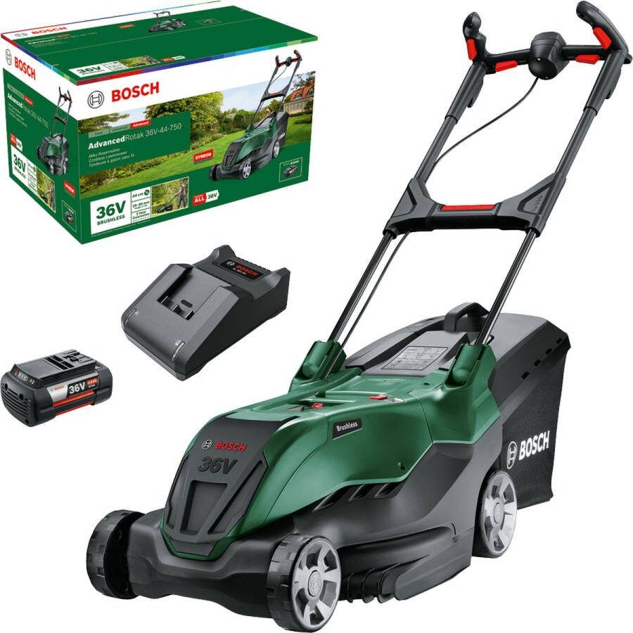 Bosch AdvancedRotak 36V-44-750 Accu Grasmaaier Inclusief 36V Li-Ion Accu (4.0 Ah) AL 36V-0 Lader en Opvouwbare Opvangbak