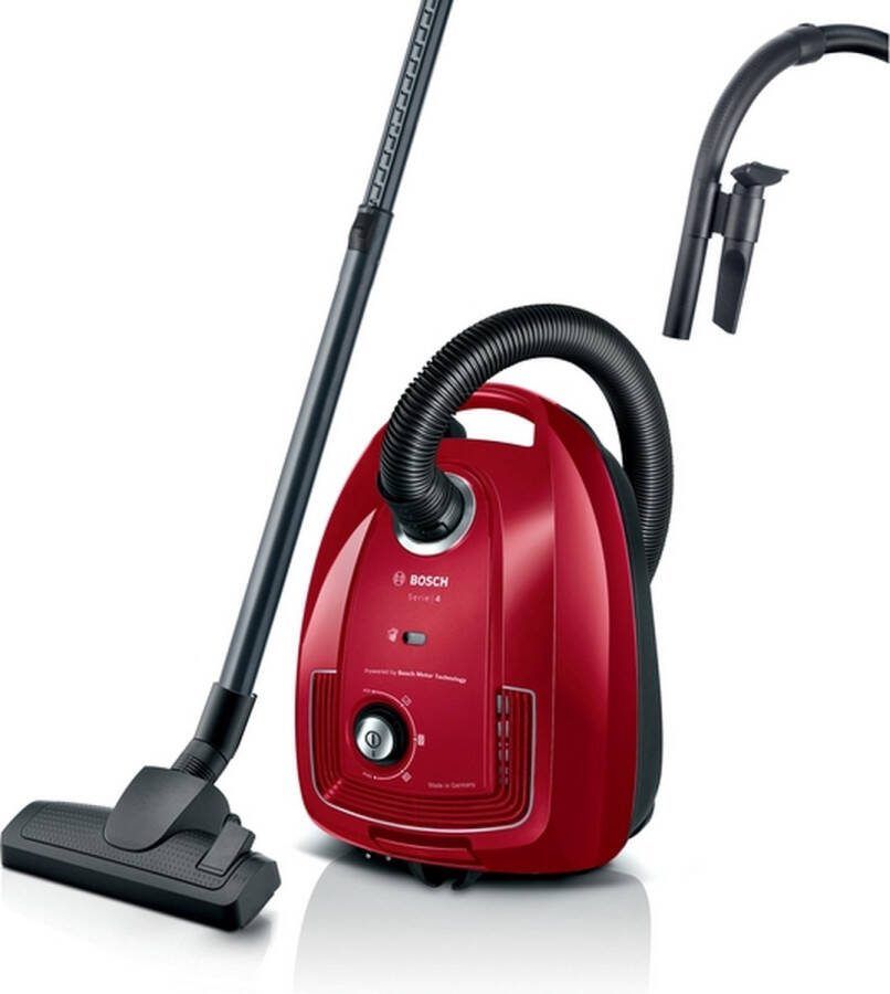 Bosch BGB38RD2 Serie 4 Stofzuiger met zak Rood