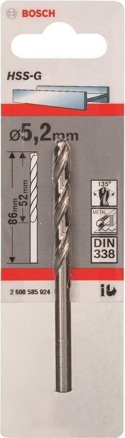 Bosch Metaalboren HSS-G Standard 5 2 x 52 x 86 mm