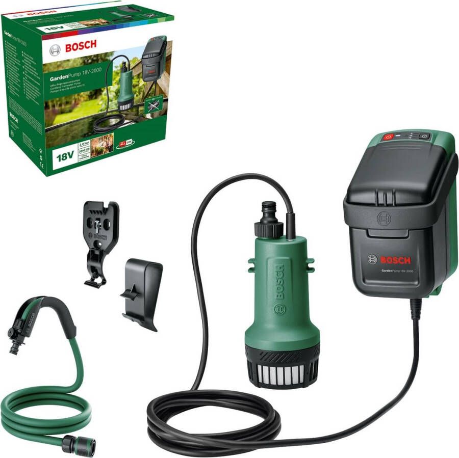 Bosch GardenPump 18V-2000 Accu Regentonpomp excl. accu en lader