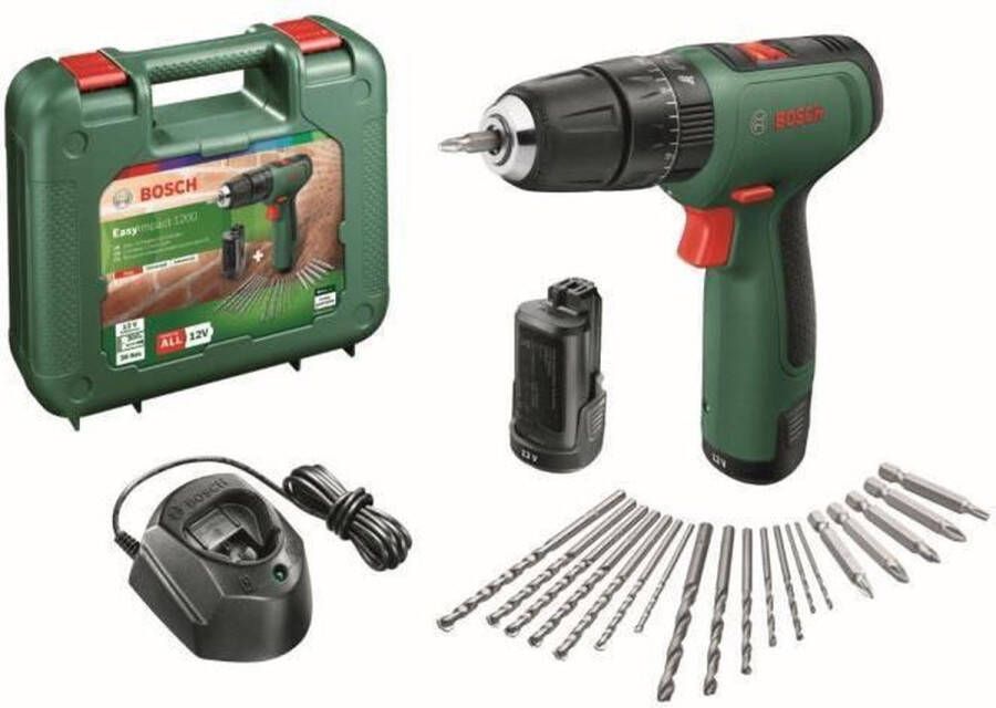 Bosch Home and Garden EasyImpact 1200 Accu-klopboormachine Incl. 2 accus Incl. accessoires Incl. koffer