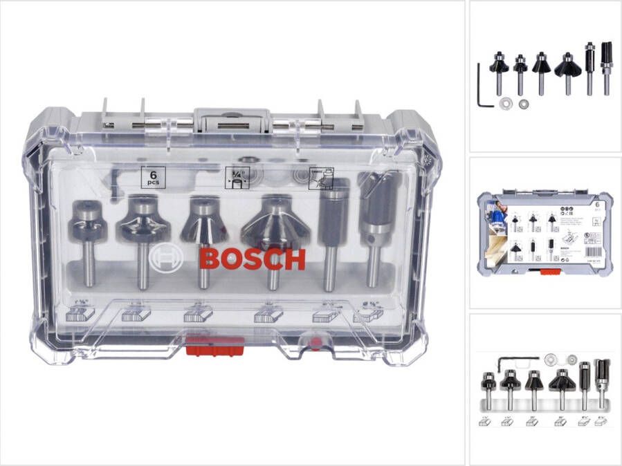 Bosch kant- en lijstfrezenset 6 st. 1 4 schacht ( 2607017470 ) Trim & Edging Set voor bovenfrezen