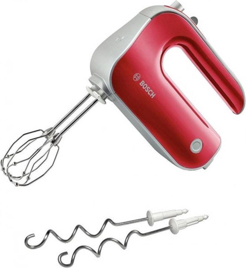 BOSCH Handmixer Styline Colour MFQ40303 5 standen plus turbofunctie 2 roergardes 2 edelstalen deeghaken rood zilver