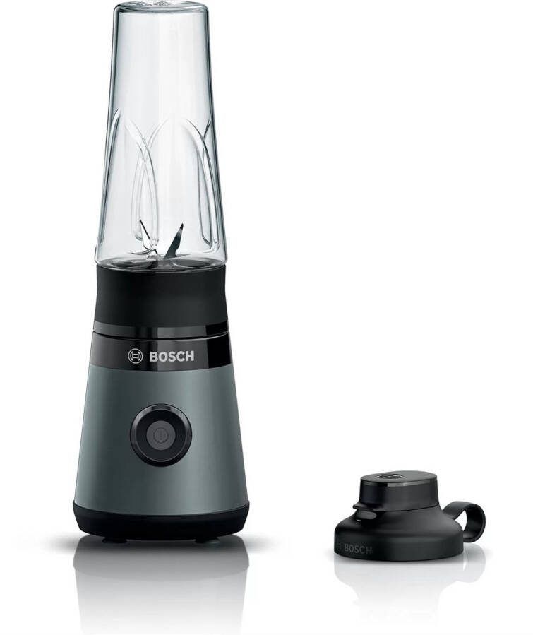 BOSCH Blender MMB2111S Mini VitaPower Serie 2 tot 40.000 toeren min tritan togo-fles 0 6 l drinkdeksel lekvrij breukbestendig zilver zwart