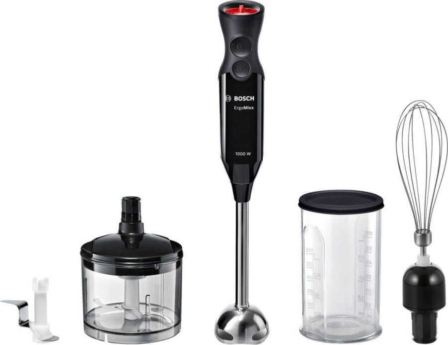 BOSCH Staafmixer MS61B6170 extra lichte ergonomische kast 12 standen incl. versnipperaar maatbeker en garde zwart