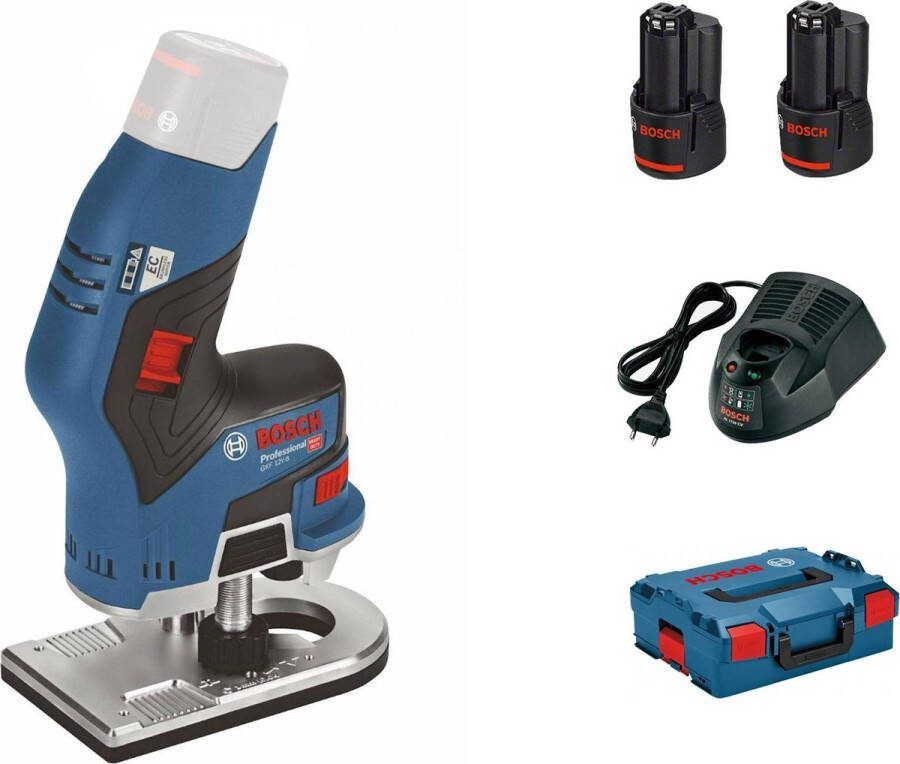 Bosch Professional Accu kantenfreesmachine GKF 12V-8 2x 3 0 Ah + lader GAL 1230 CV