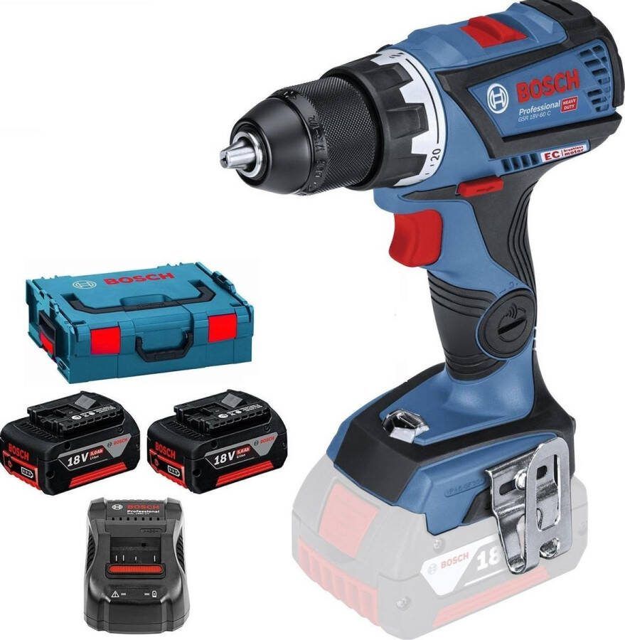 Bosch Professional Accu schroefboormachine GSR 18V-60 C (2x 5 0Ah + 1x GAL 1880 CV)