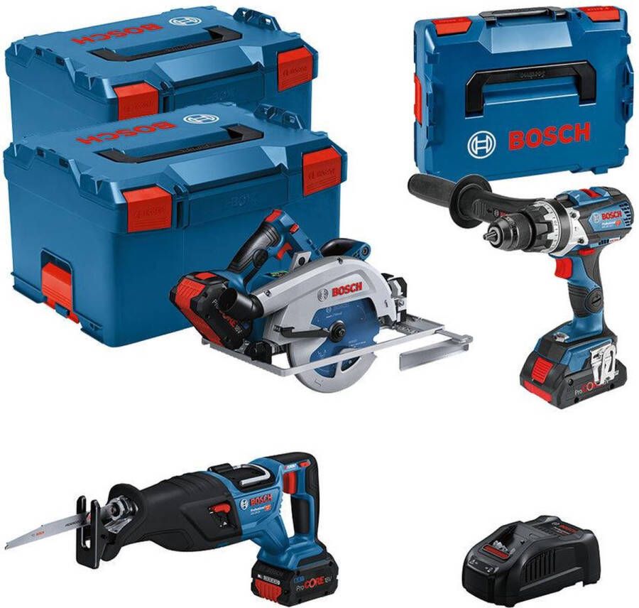 Bosch Professional Accu Toolkit 3-delig 18V GSB+GKS+GSA in L-Boxx 0615990N38