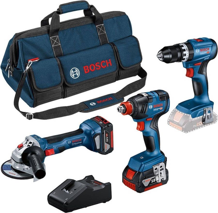 Bosch Professional Accu Toolkit 3-delig 18V GSB+GWS+GDX in Toolbag 0615990N31