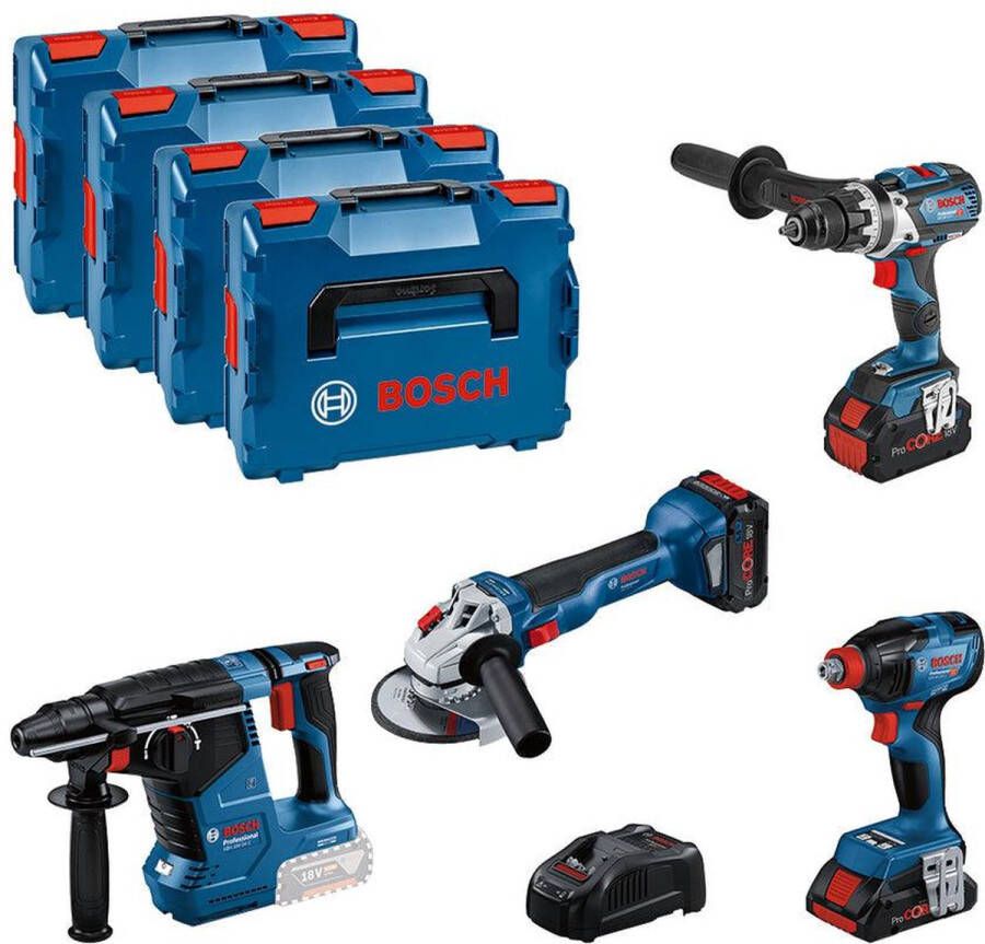 Bosch Professional Accu Toolkit 4-delig 18V GSR+GDX+GWS+GBH in L-Boxx 0615990N32