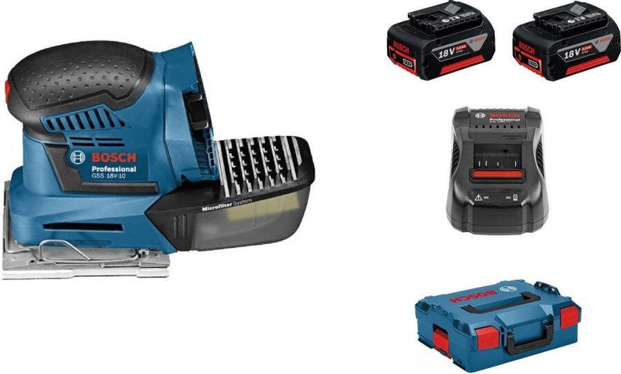 Bosch Professional Accu vlakschuurmachine GSS 18V-10 (2 x 4 0 Ah + lader AL 1860 CV)