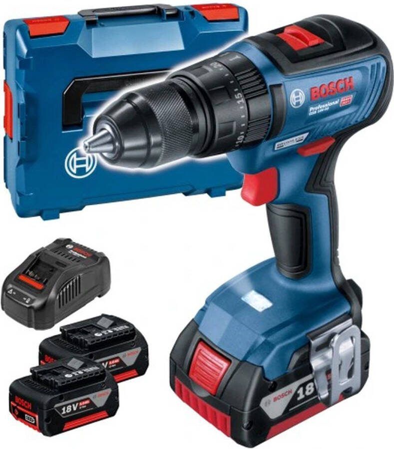 Bosch Professional BOSCH BLAUW GSB 18V-50 | KLOPBOOR- SCHROEFMACHINE 18V 5.0AH LI-ION IN L-BOXX 06019H5101