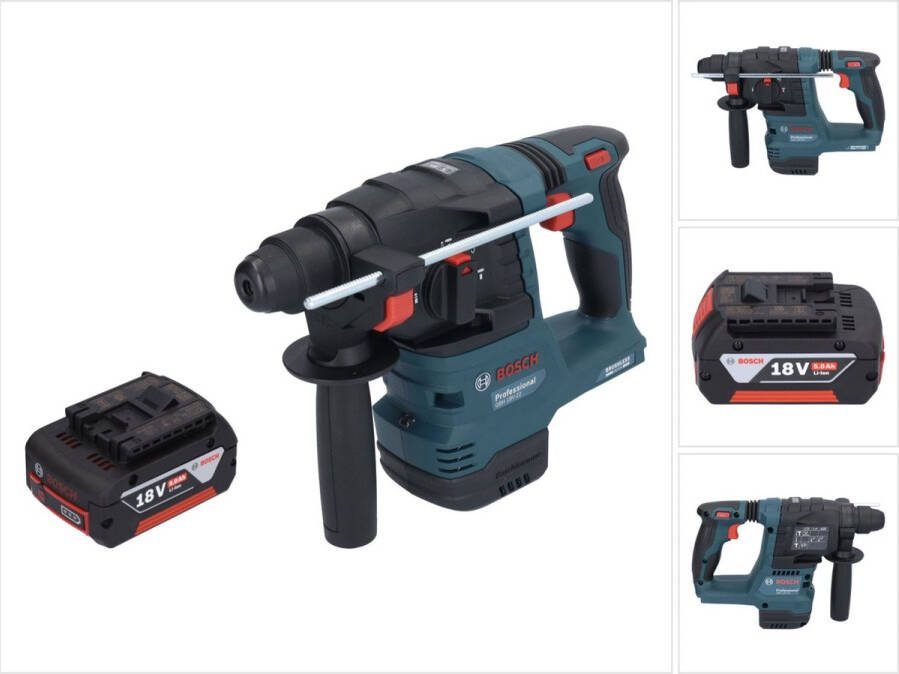 Bosch Professional Bosch GBH 18V-22 Professionele accu boorhamer 18 V 1 9 J SDS Plus Brushless + 1x oplaadbare accu 5 0 Ah zonder oplader