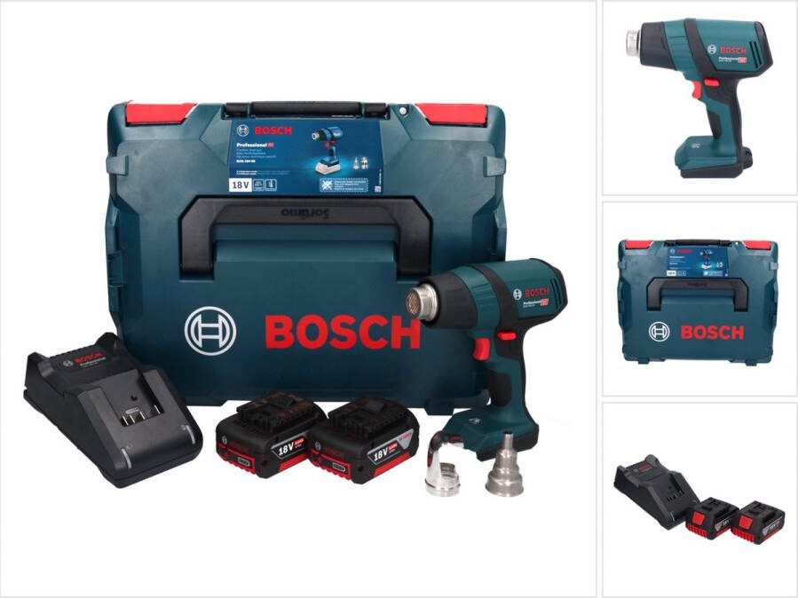 Bosch Professional Bosch GHG 18V-50 Professionele snoerloze heteluchtblazer 18 V 300° C 500° C + 2x accu 5.0 Ah + lader + L-Boxx