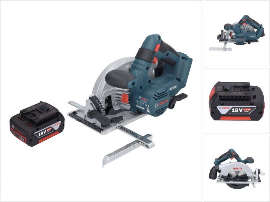 Bosch Professional Bosch GKS 18V-57-2 Professionele accucirkelzaag 18 V 165 mm borstelloos + 1x accu 5.0 Ah zonder oplader