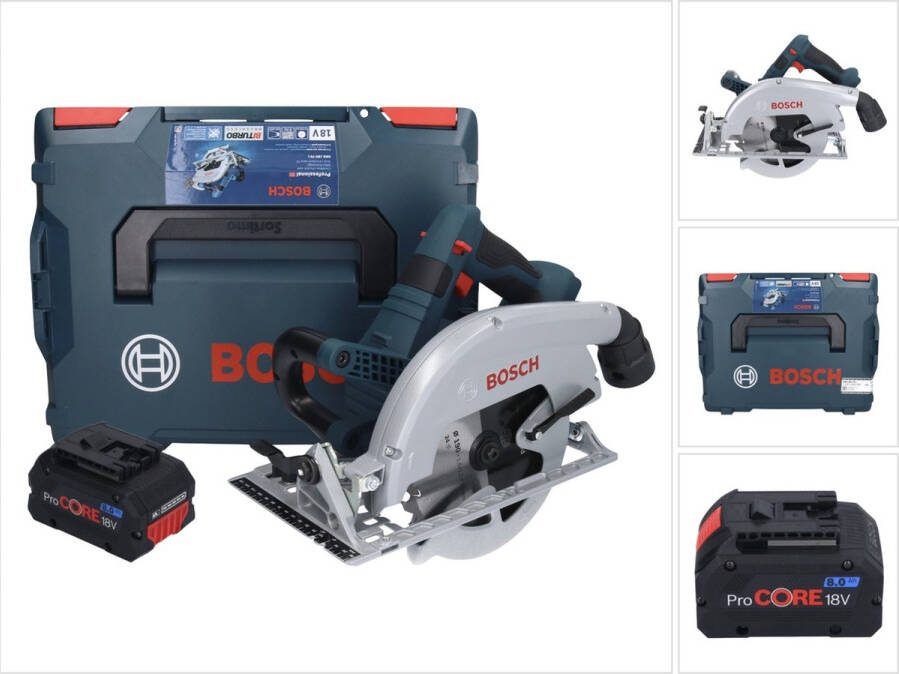 Bosch Professional Bosch GKS 18V-70 L Accu-cirkelzaag 18 V Brushless 190 mm BITURBO + 1x ProCORE accu 8.0 Ah + L-Boxx zonder oplader