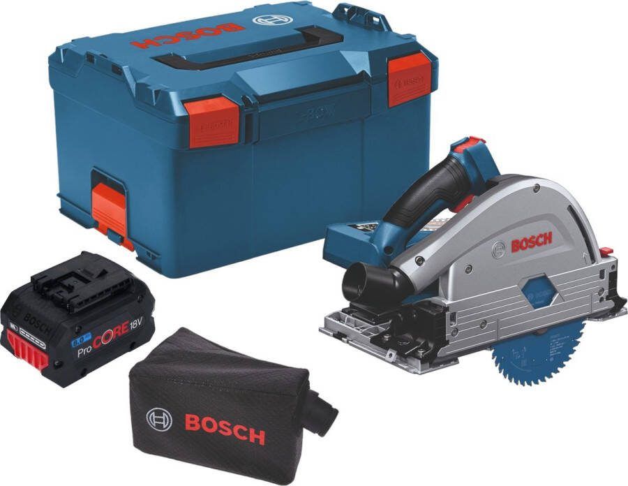 Bosch Professional Bosch GKT 18 V 52 GC Profi-invalcirkelzaag BITURBO Brushless + 1x ProCore accu 8.0 Ah + L-Boxx + aansluitmodule zonder oplader