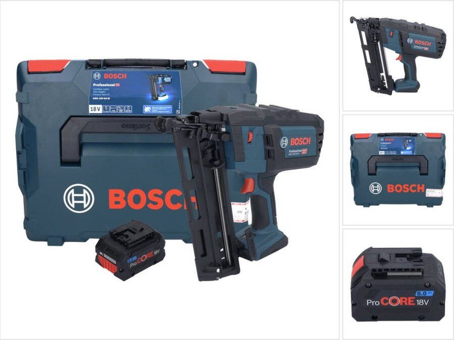 Bosch Professional Bosch GNH 18V-64 M Professioneel accu spijkerapparaat 18 V 64 mm + 1x ProCORE accu 8.0 Ah + L-BOXX zonder oplader