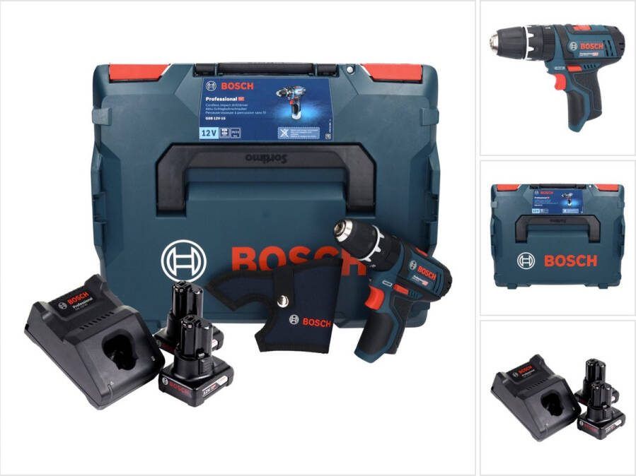 Bosch Professional Bosch GSB 12V-15 Professionele accu-slagboormachine 12 V 30 Nm + 2x accu 6.0 Ah + lader + L-Boxx