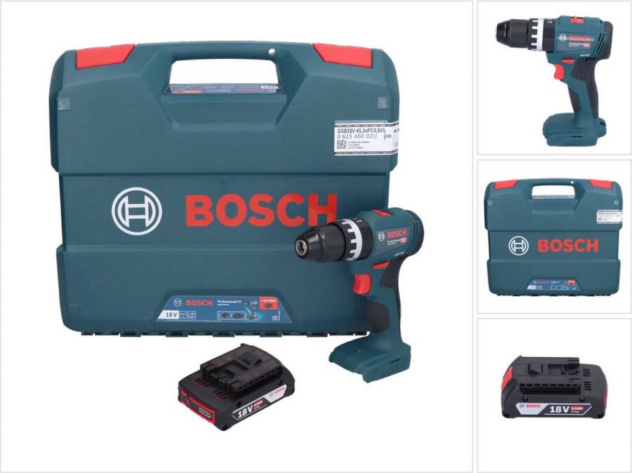 Bosch Professional Bosch GSB 18V-45 Professionele accu klopboormachine 18 V 45 Nm Borstelloos + 1x accu 2.0 Ah + L-Koffer zonder oplader