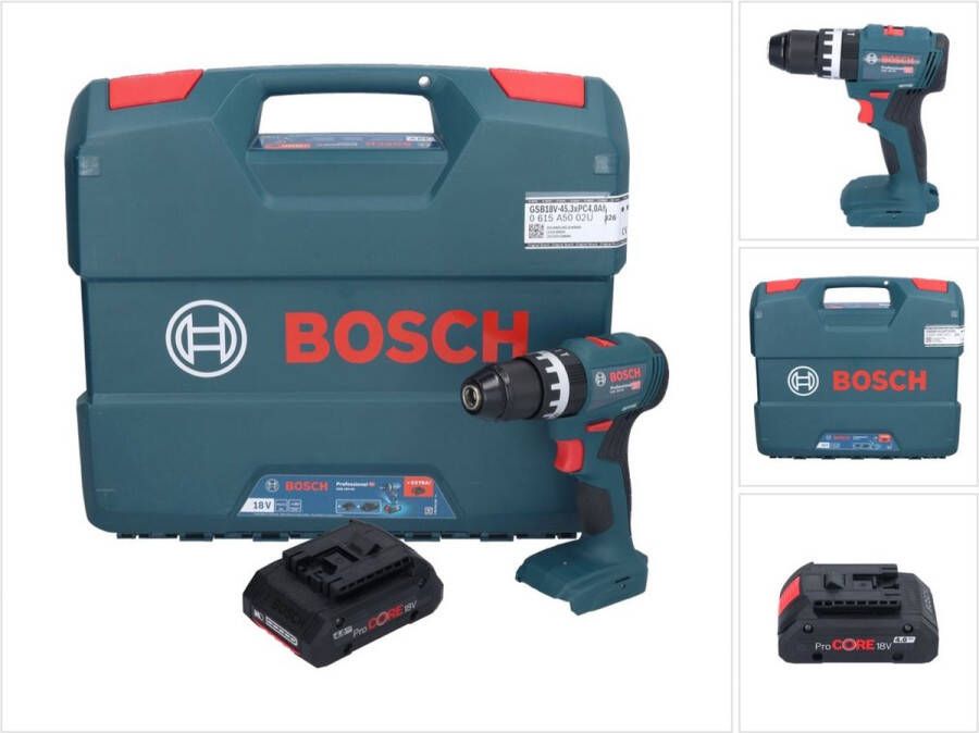 Bosch Professional Bosch GSB 18V-45 Professionele accu klopboormachine 18 V 45 Nm Brushless + 1x ProCORE accu 4.0 Ah + L-Case zonder oplader