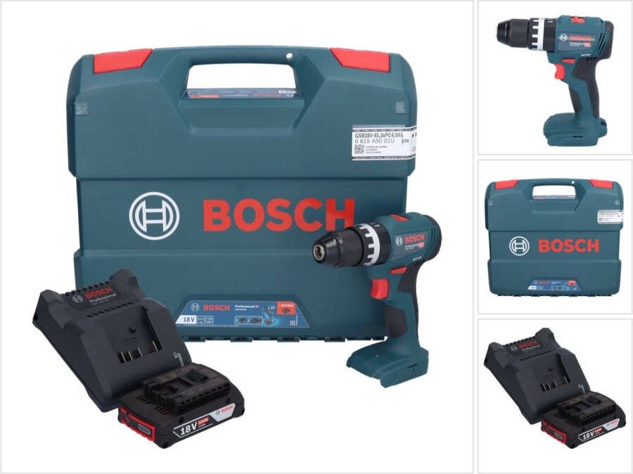 Bosch Professional Bosch GSB 18V-45 Profi-accuslagboormachine 18 V 45 Nm Borstelloos + 1x accu 2.0 Ah + Lader + L-Koffer