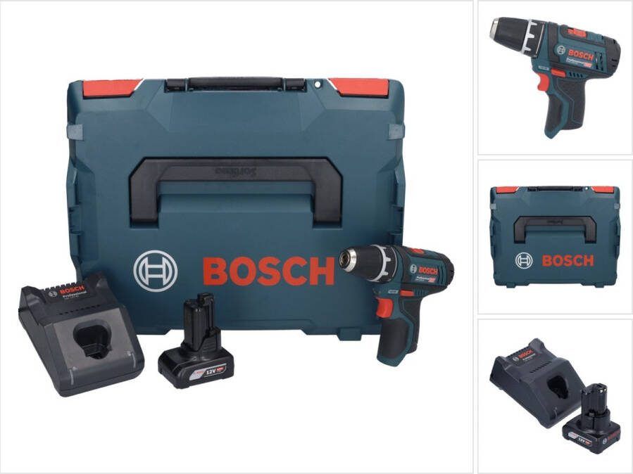 Bosch Professional Bosch GSR 12V-15 Professionele accuboormachine 12 V 30 Nm + 1x accu 6.0 Ah + lader + L-Boxx
