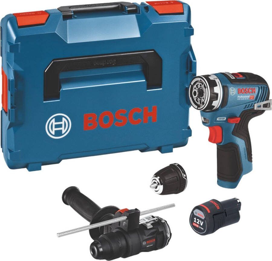 Bosch Professional Bosch GSR 12V-35 FC accuboormachine 12 V 35 Nm borstelloos + 1x accu 3.0 Ah + 2x opzetstuk + L-Boxx zonder oplader