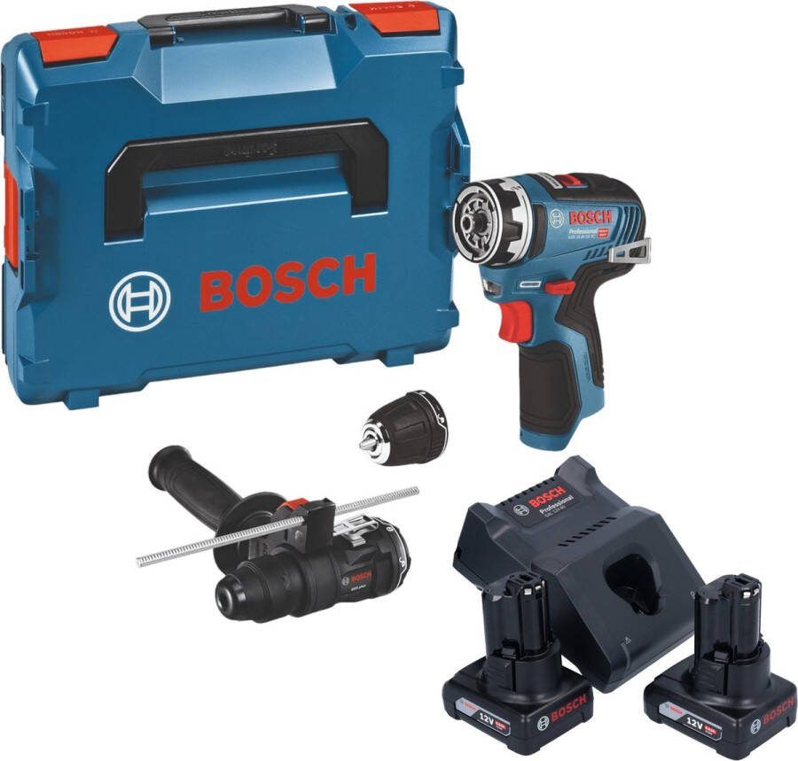 Bosch Professional Bosch GSR 12V-35 FC accuboormachine 12 V 35 Nm borstelloos + 2x accu 6.0 Ah + lader + 2x opzetstuk + L-Boxx