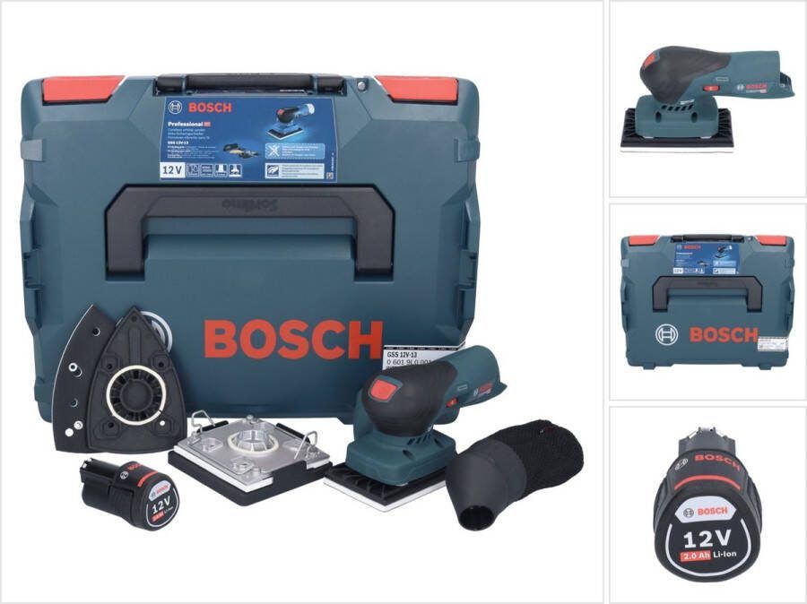 Bosch Professional Bosch GSS 12V-13 Professionele accu vlakschuurmachine 12 V + 1x accu 2.0 Ah + L-BOXX zonder oplader