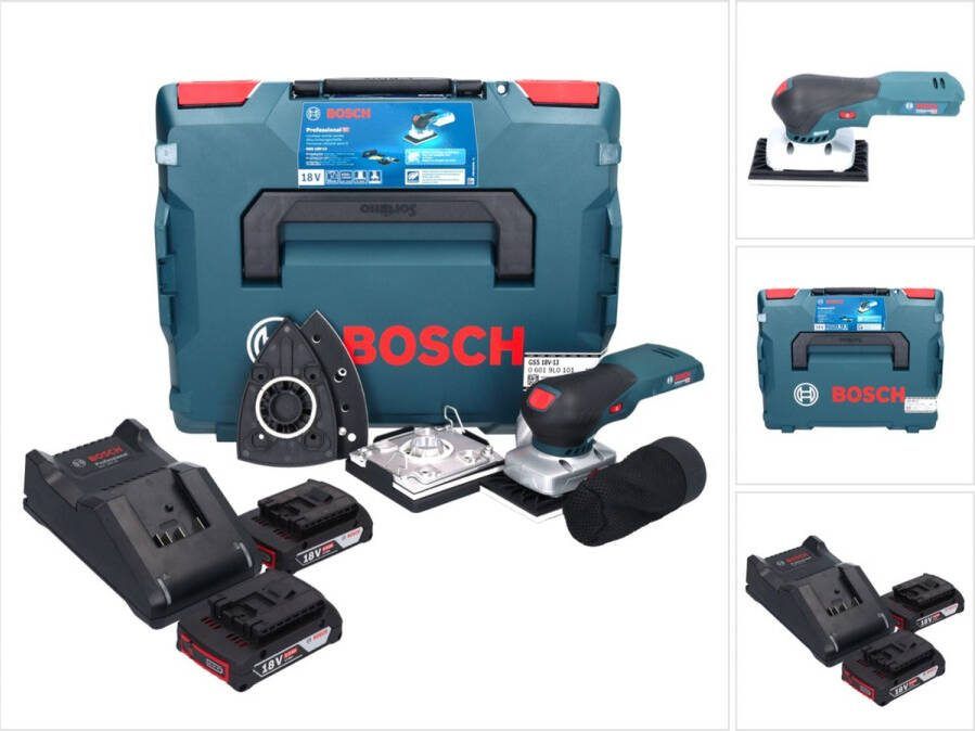 Bosch Professional Bosch GSS 18V-13 accu vlakschuurmachine 18 V + 2x accu 2.0 Ah + lader + L-BOXX