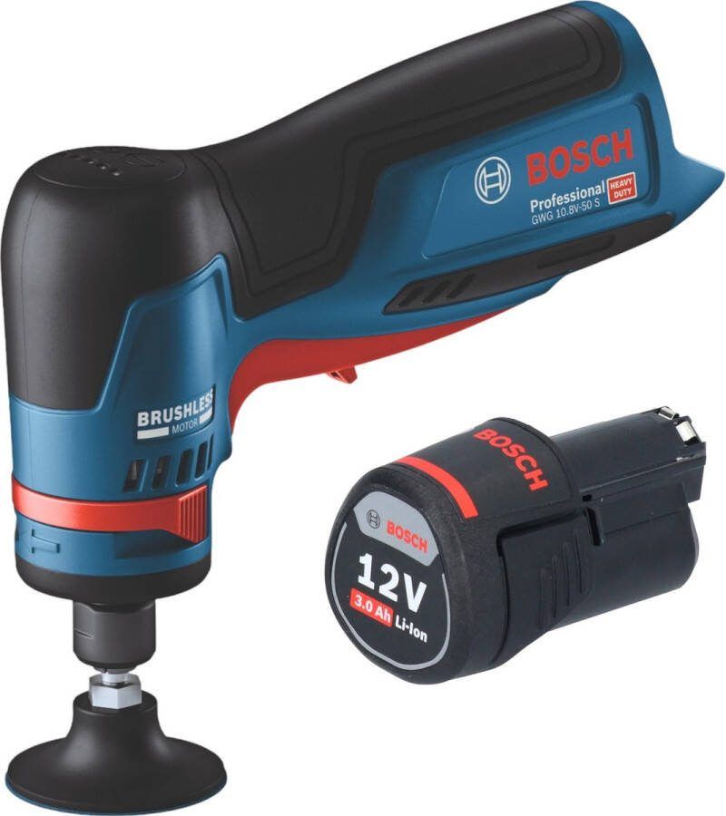 Bosch Professional Bosch GWG 12V-50 S Professionele rechte accuslijpmachine 12 V 6 mm borstelloos + 1x accu 3.0 Ah zonder lader