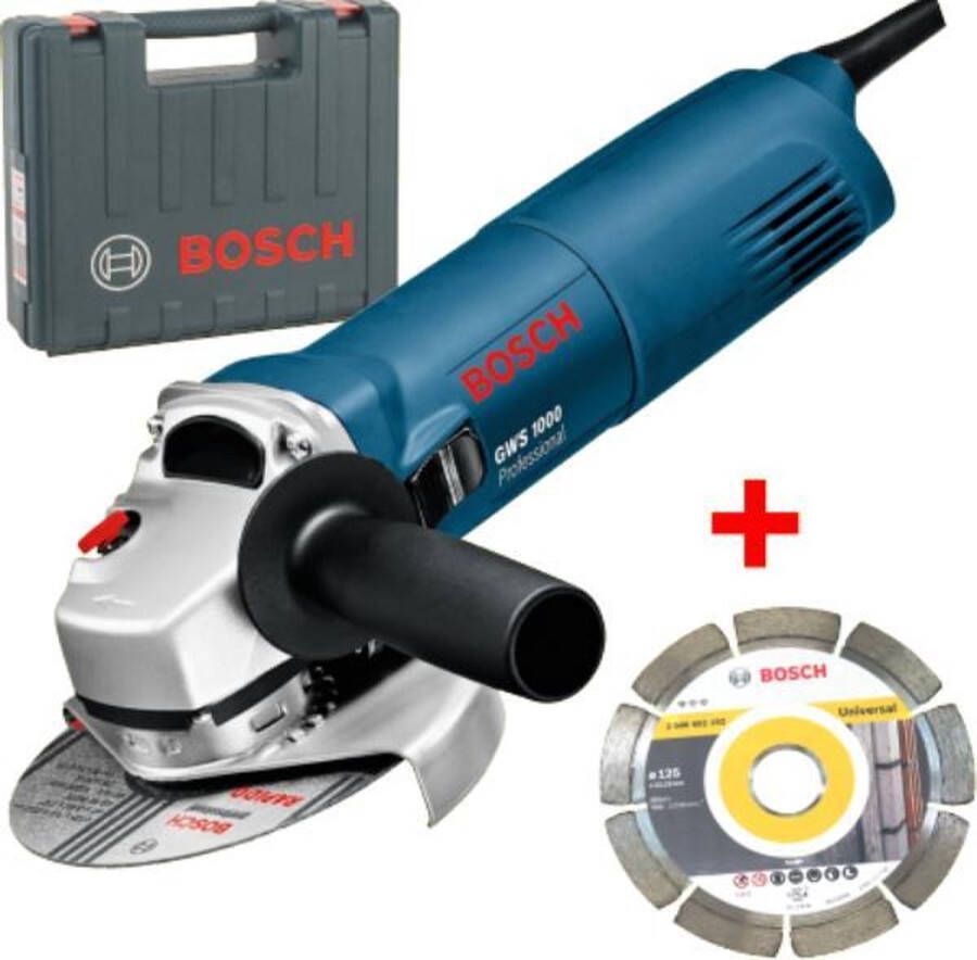 Bosch Professional Bosch GWS 1000 Haakse slijper + diamantzaagblad 1000W 125mm