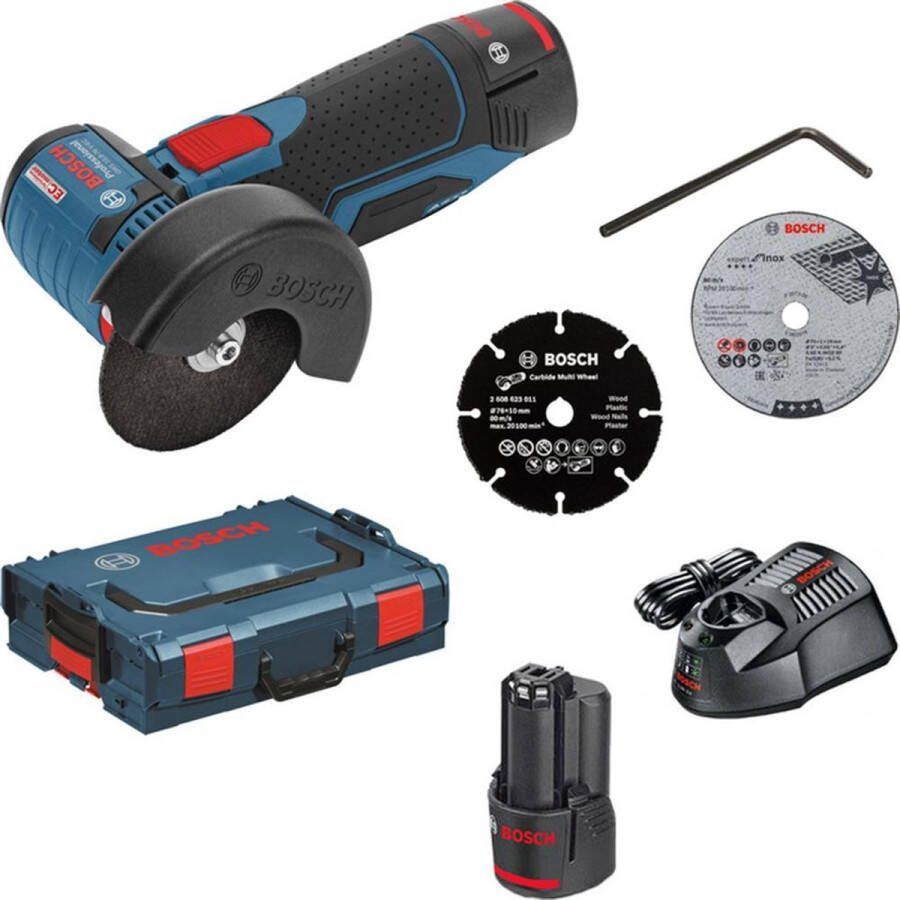 Bosch Professional Bosch GWS 12V-76 2x GBA 12V 3.0 accu-haakse slijpmachine