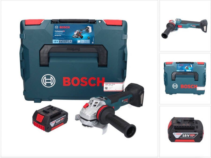 Bosch Professional Bosch GWS 18V-10 SC accu haakse slijper 18 V 125 mm borstelloos + 1x accu 5.0 Ah + L-Boxx zonder oplader