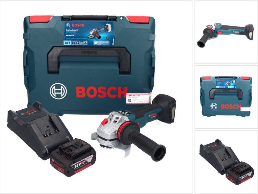 Bosch Professional Bosch GWS 18V-10 SC accu haakse slijper 18 V 125 mm borstelloos + 1x accu 5.0 Ah + lader + L-Boxx