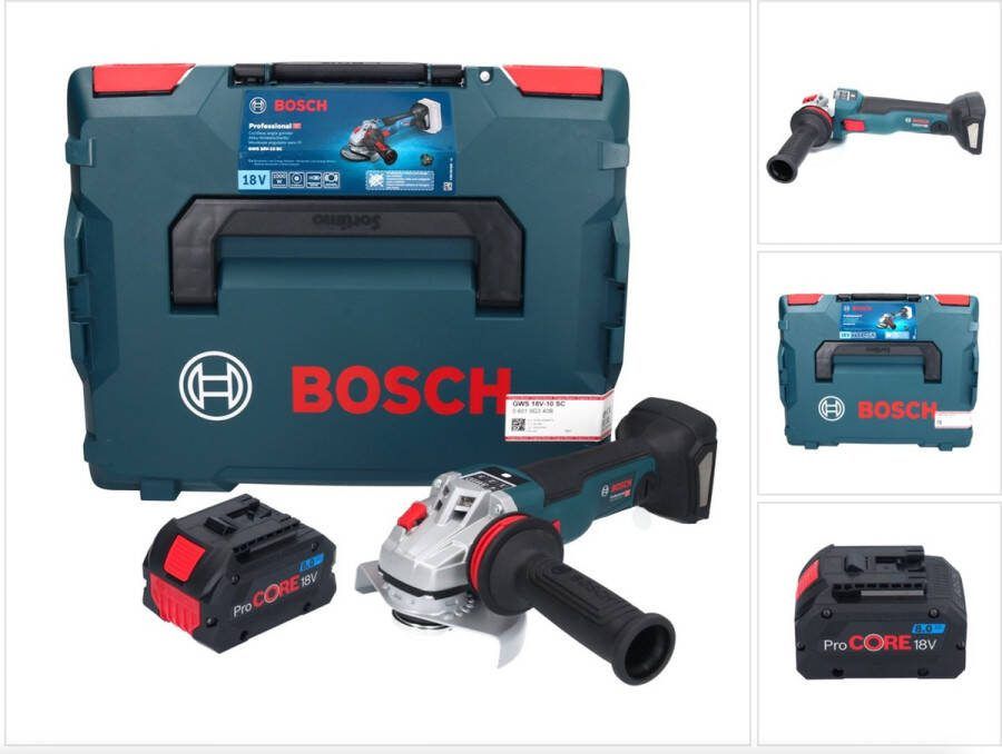 Bosch Professional Bosch GWS 18V-10 SC accu haakse slijper 18 V 125 mm borstelloos + 1x ProCORE accu 8.0 Ah + L-Boxx zonder lader