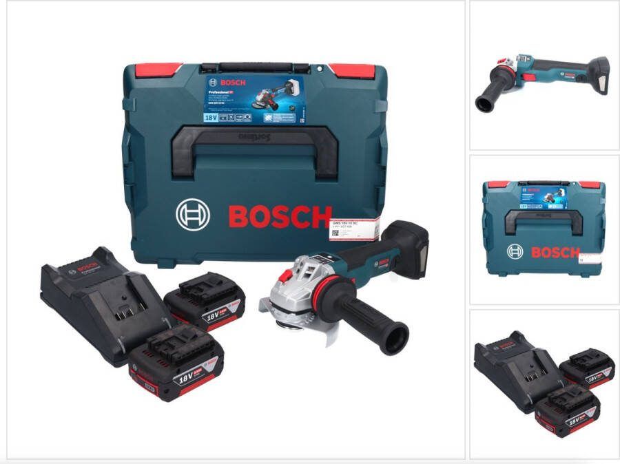 Bosch Professional Bosch GWS 18V-10 SC accu haakse slijper 18 V 125 mm borstelloos + 2x accu 5.0 Ah + lader + L-Boxx