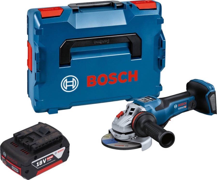 Bosch Professional Bosch GWS 18V-15 PSC Professionele accu haakse slijper 18 V 125 mm BITURBO Brushless + 1x accu 5.0 Ah + L-Boxx zonder lader