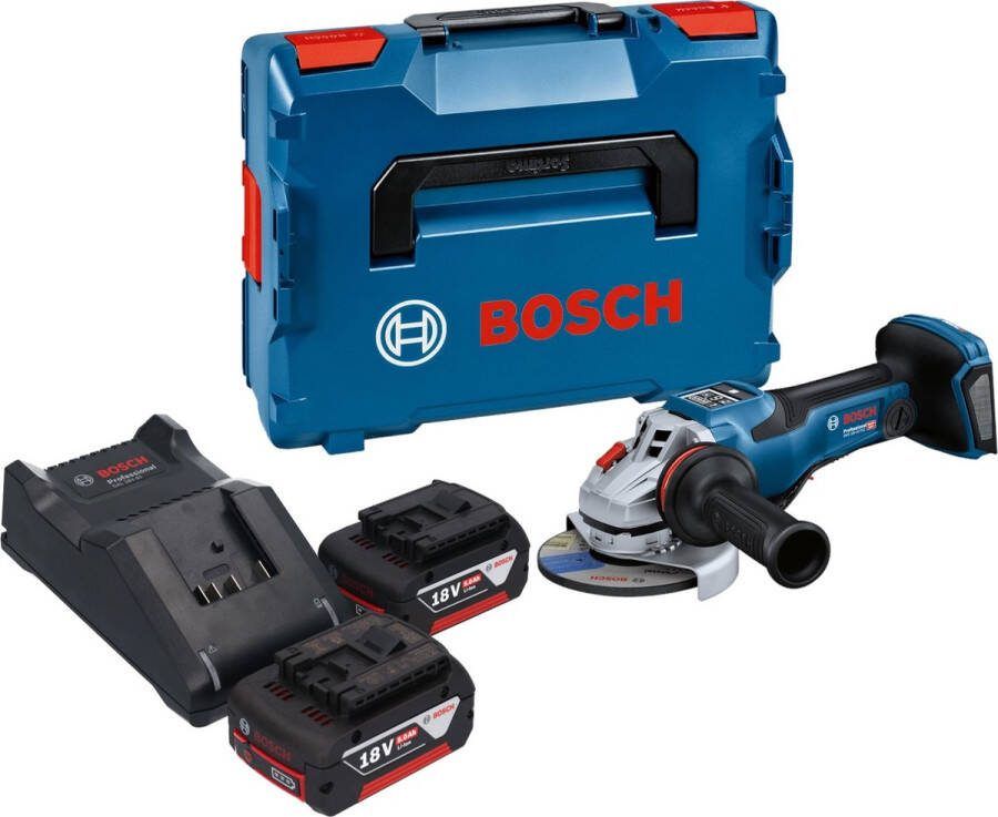 Bosch Professional Bosch GWS 18V-15 PSC Professionele accu haakse slijper 18 V 125 mm BITURBO Brushless + 2x accu 5.0 Ah + lader + L-Boxx