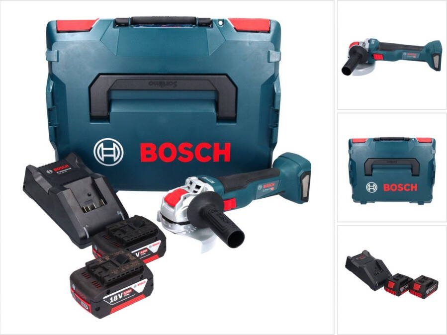 Bosch Professional Bosch GWX 18V-10 Professionele accu haakse slijper 18 V 125 mm X-LOCK Brushless + 2x accu 5.0 Ah + lader + L-Boxx