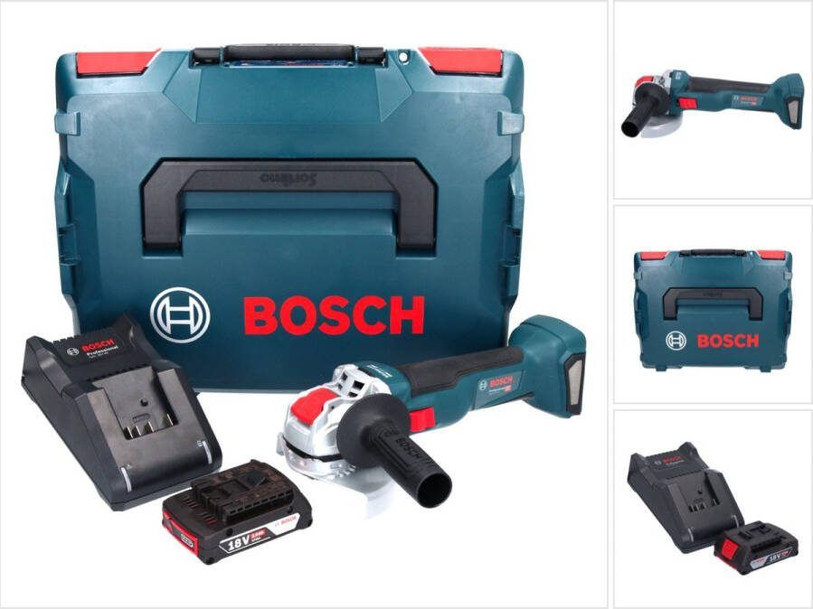 Bosch Professional Bosch GWX 18V-10 Professionele accu haakse slijper 18 V 125 mm X-LOCK Brushless + 1x accu 2.0 Ah + lader + L-Boxx