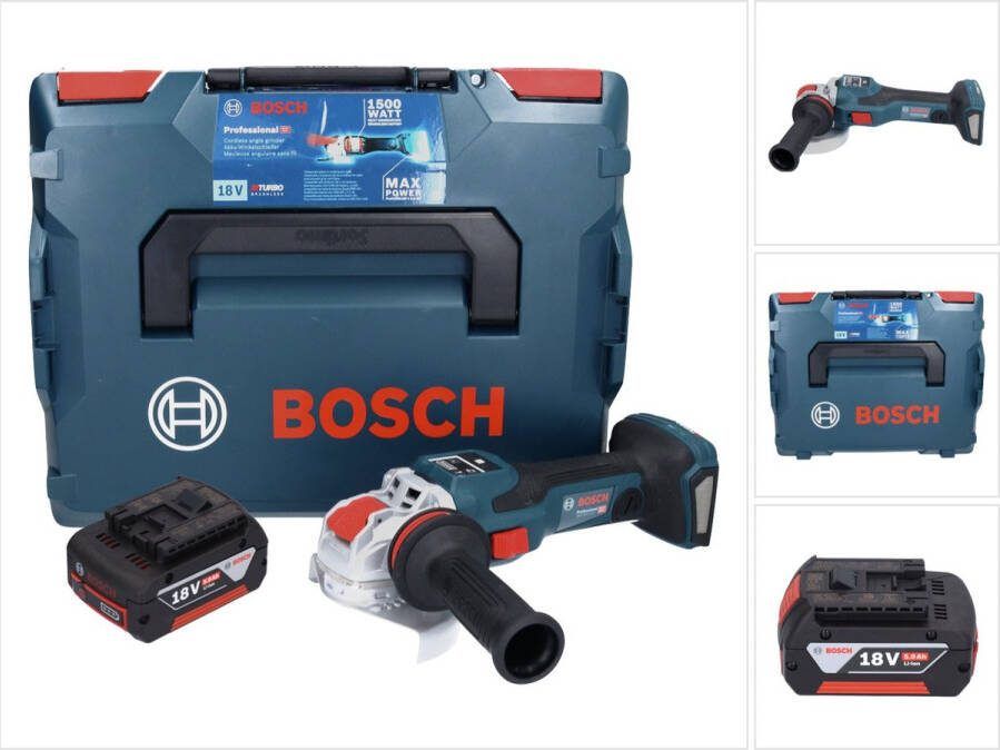 Bosch Professional Bosch GWX 18V-15 SC Professionele accu haakse slijper 18 V 125 mm BITURBO X-LOCK + 1x accu 5.0 Ah + L-BOXX zonder oplader