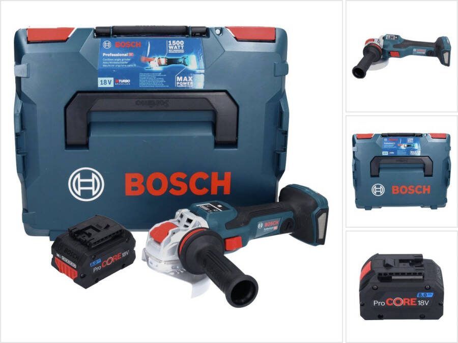 Bosch Professional Bosch GWX 18V-15 SC Professionele accu haakse slijper 18 V 125 mm BITURBO X-LOCK + 1x ProCORE accu 8.0 Ah + L-BOXX zonder oplader