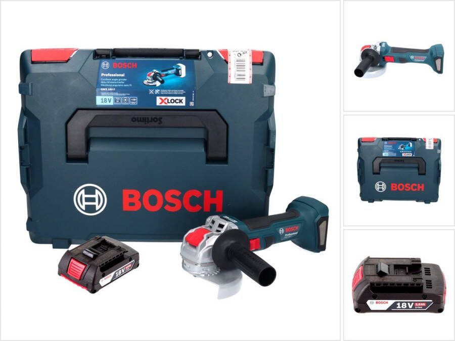 Bosch Professional Bosch GWX 18V-7 Professionele accu haakse slijper 18 V 125 mm Brushless X-LOCK + 1x accu 2.0 Ah + L-Boxx zonder lader