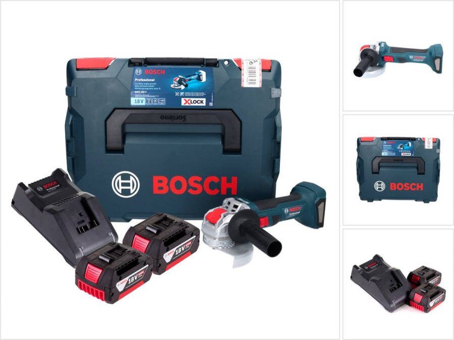Bosch Professional Bosch GWX 18V-7 Professionele accu haakse slijper 18 V 125 mm Brushless X-LOCK + 2x accu 5.0 Ah + lader + L-Boxx