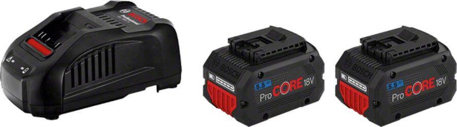Bosch Professional ProCORE18V Gereedschapsaccu en lader BITURBO 2x ProCORE18V 5.5 Ah accu GAL 1880 CV oplader