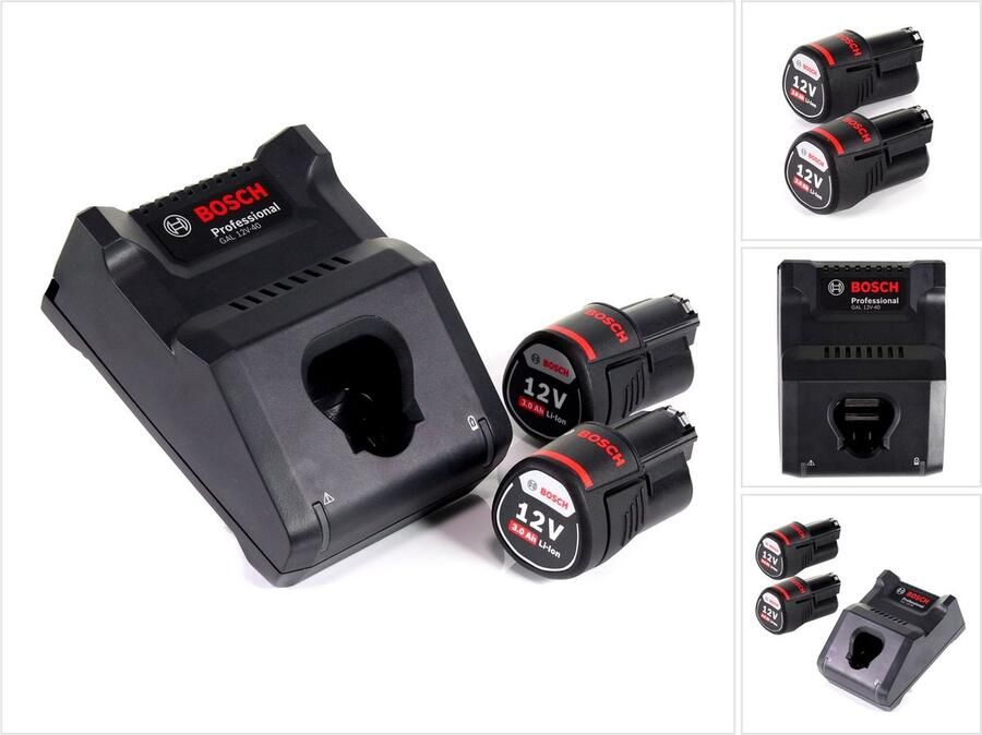 Bosch Professional Bosch GAL 12V-40 Professionele snellader voor 12V accu's ( 1600A019R3 ) + 2x 3.0 Ah accu ( 1600A00X79 )
