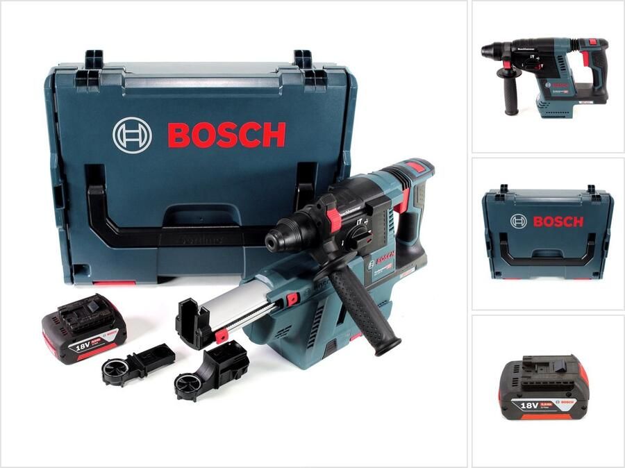 Bosch Professional Bosch GBH 18 V-26 accuklopboormachine 18V SDS-Plus 2.6J + stofafzuiger + 1x accu 5Ah + L-Boxx zonder oplader