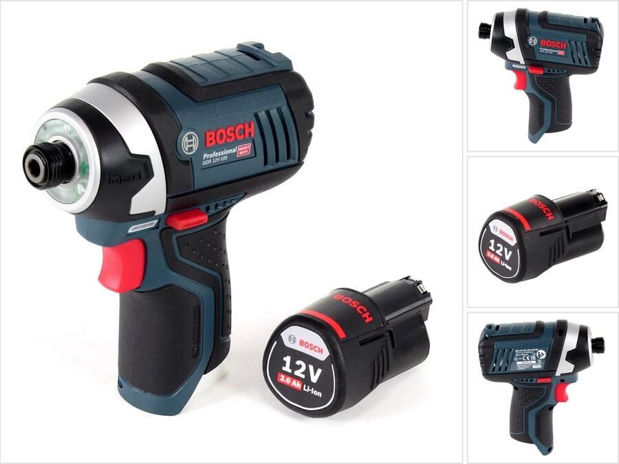 Bosch Professional Bosch GDR 12V-105 accu-slagmoersleutel 12V 105Nm 1 4 + 1x 3.0 Ah accu zonder oplader
